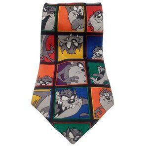 Men's Tie 1997 Warner Bros Looney Tunes Taz Tie Multicolor Cartoon Necktie VTG